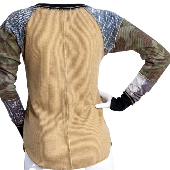 Free People Bright Side Women's Long Sleeve Thermal Top In Willow Combo Small - Picture 3 of 10